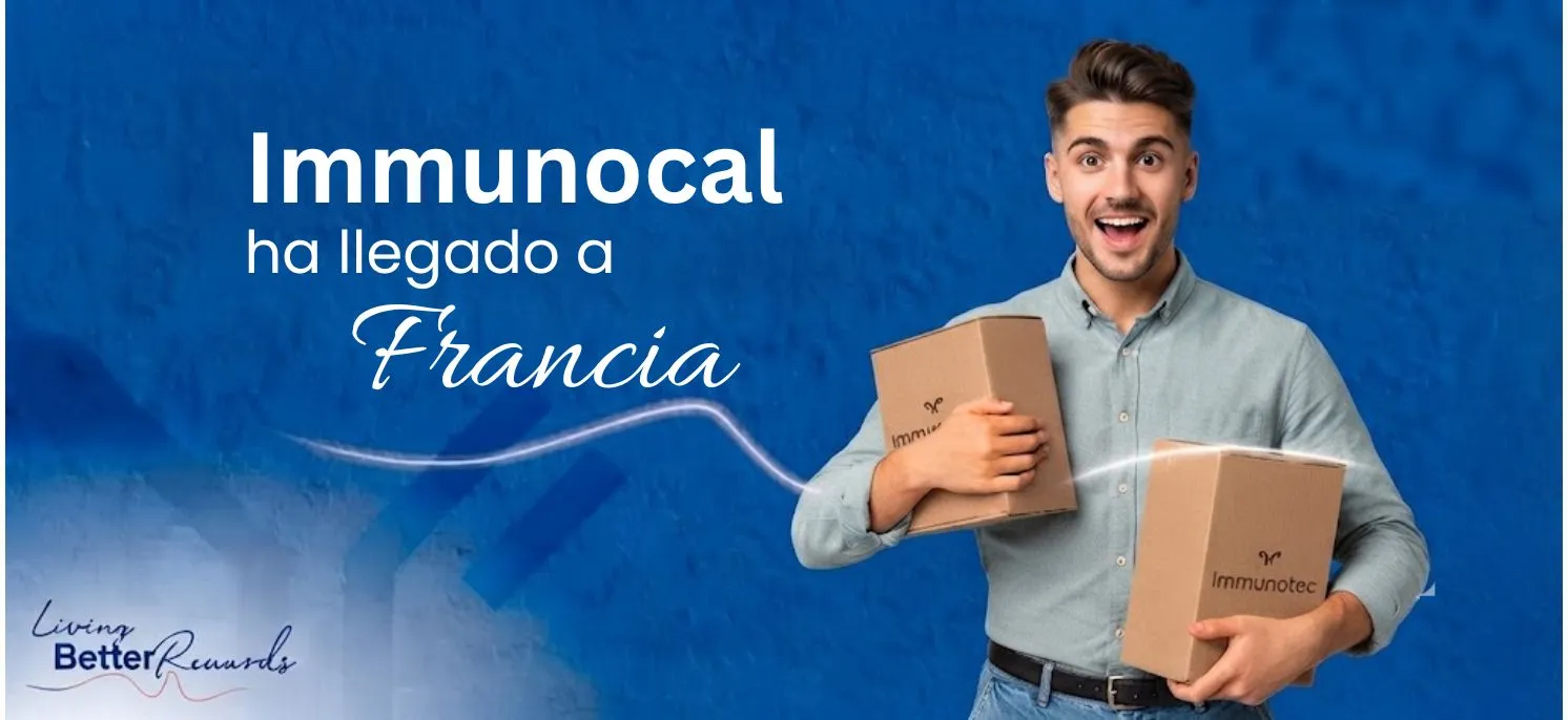 Hombre sosteniendo productos Immunotec para comprar Immunocal en Francia