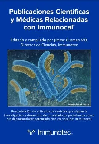 Libro con recopilación de publicaciones científicas relacionadas con Immunocal y la investigación sobre glutatión