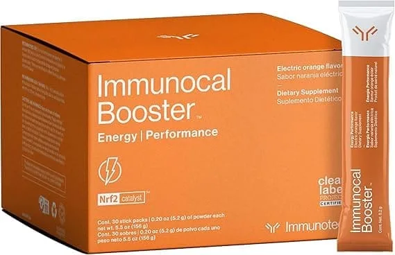 Caja de Immunocal Booster Energy Performance, fuera de la caja se muestra un sobre