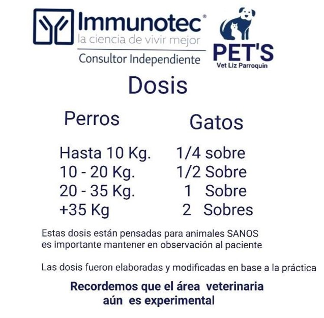 Dosis Immunocal perros y gatos sanos