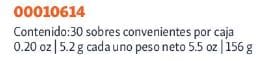 Indicación de que en la caja hay 30 sobres