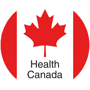 Certificación oficial de Health Canada Logo de Health Canada, indicando certificación oficial de seguridad y calidad de los productos